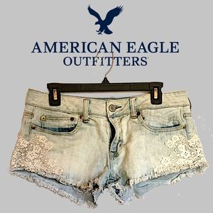 American Eagle Outfitters lace Jean Short Shorts 8
